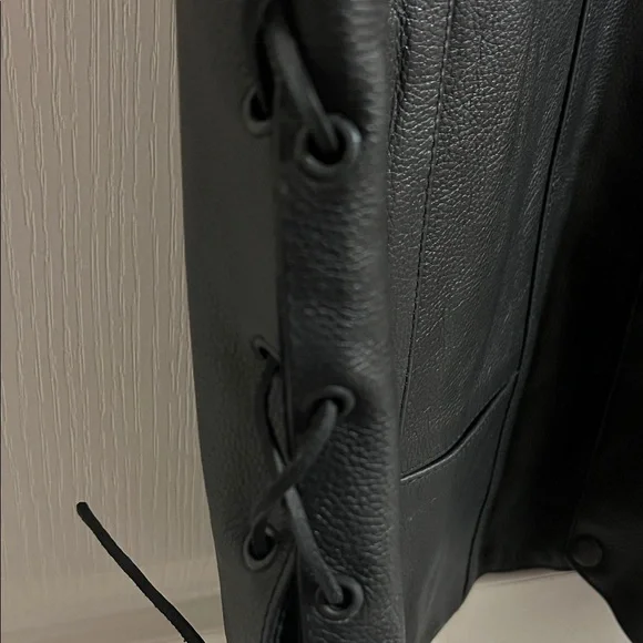 CMC Black Leather Vest with Side Laces - Picture 8 of 16
